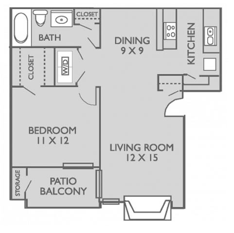 1 Bed, 1 Bath C Upgraded 1416 floor plan